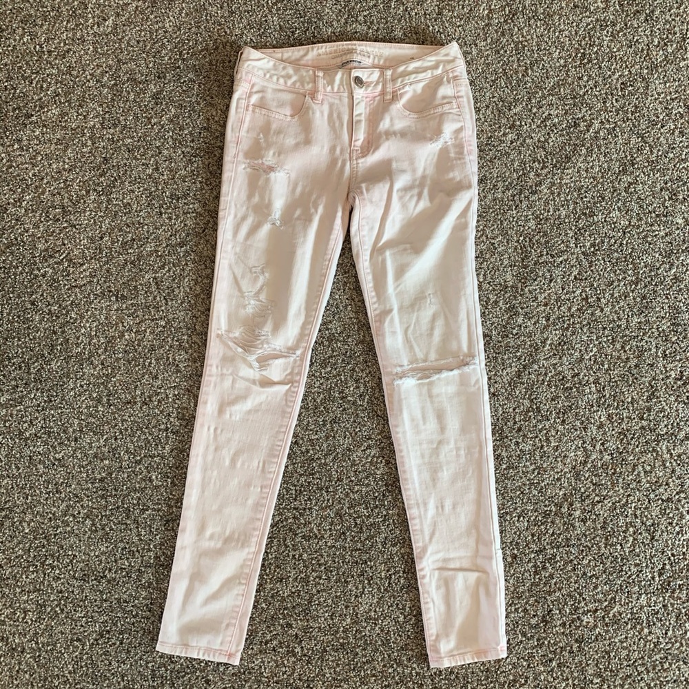 American Eagle Distressed Pink Jegging Sz 4 R